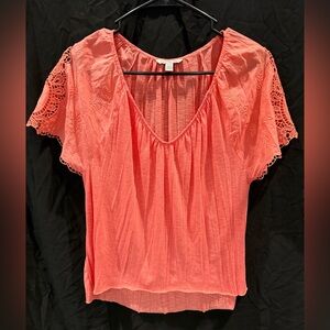 Women's Coral Lace Sleeve Top